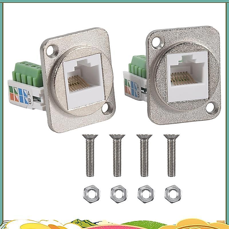2PCS RJ45 แผง Mount สกรู Terminal อะแดปเตอร์, RJ45/8P8C หญิงแผง Mount Connector, RJ45 Solderless Ter