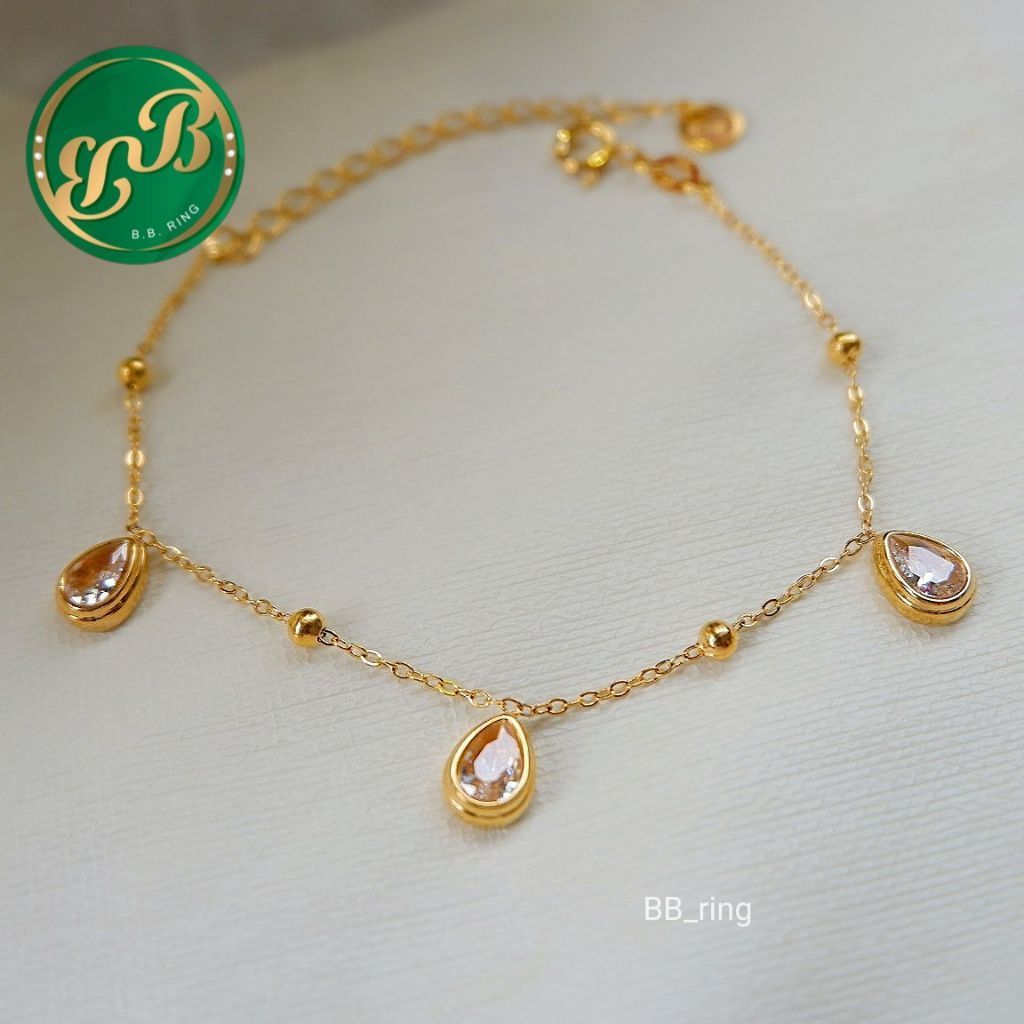 BBสร้อยข้อมืสแตนเลสสีสดห้อยจี้หยดน้ำ