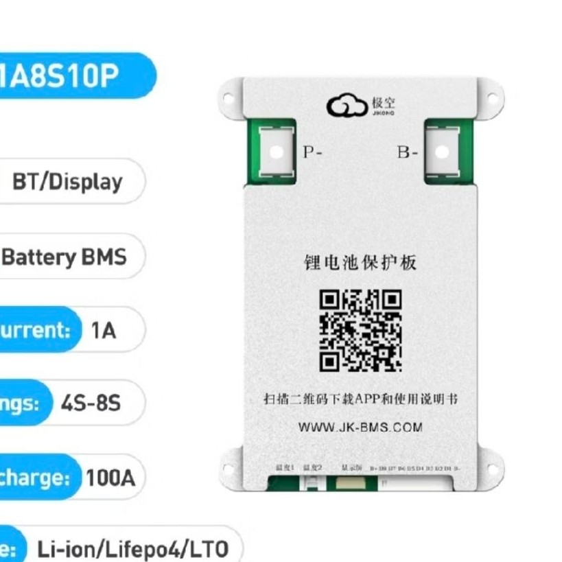 BMS JK JIKONG 4-8S 12-24V 100A Balance บอร์ดป้องกันแบตเตอรี่ลิเธียม NMC Li-ion LiFePO₄ LTO ระบบจัดเก