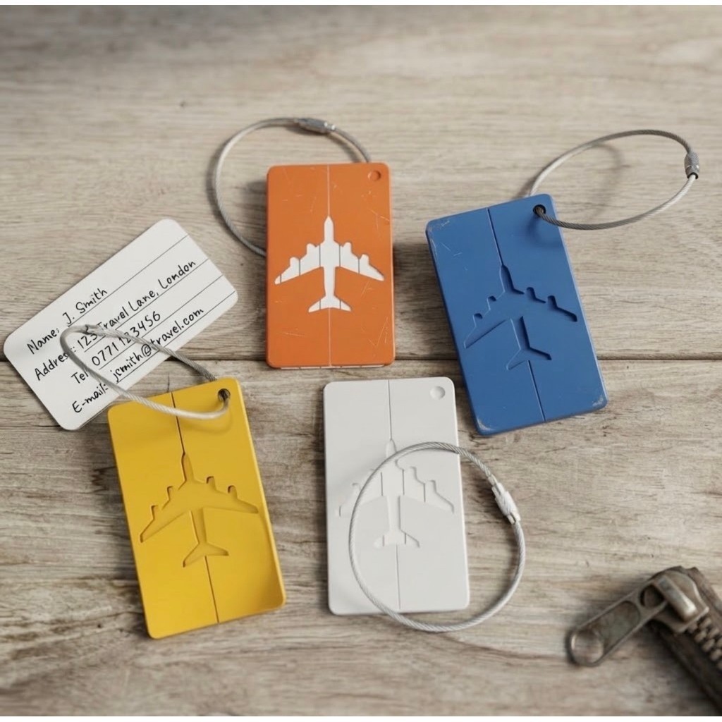 🇹🇭 พร้อมส่งร้านคนไทย 🧳 ป้ายห้อยกระเป๋าเดินทาง อลูมิเนียม เครื่องบิน Luggage Tag แท็กติดกระเป๋า ป้ายชื่อ ป้องกันการสูญหาย