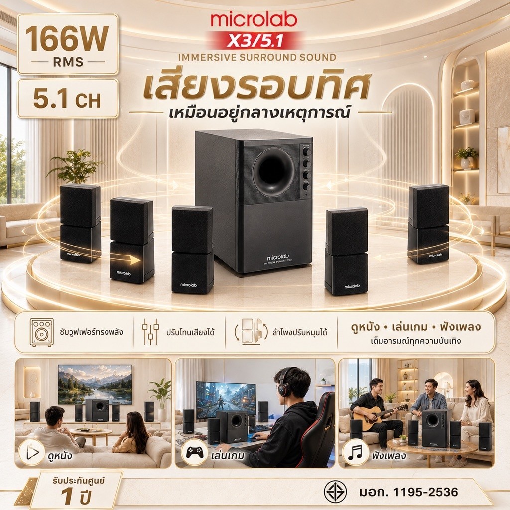 ลำโพง Microlab X3/5.1  ระบบเสียงในบ้าน จาก Microlab in TH