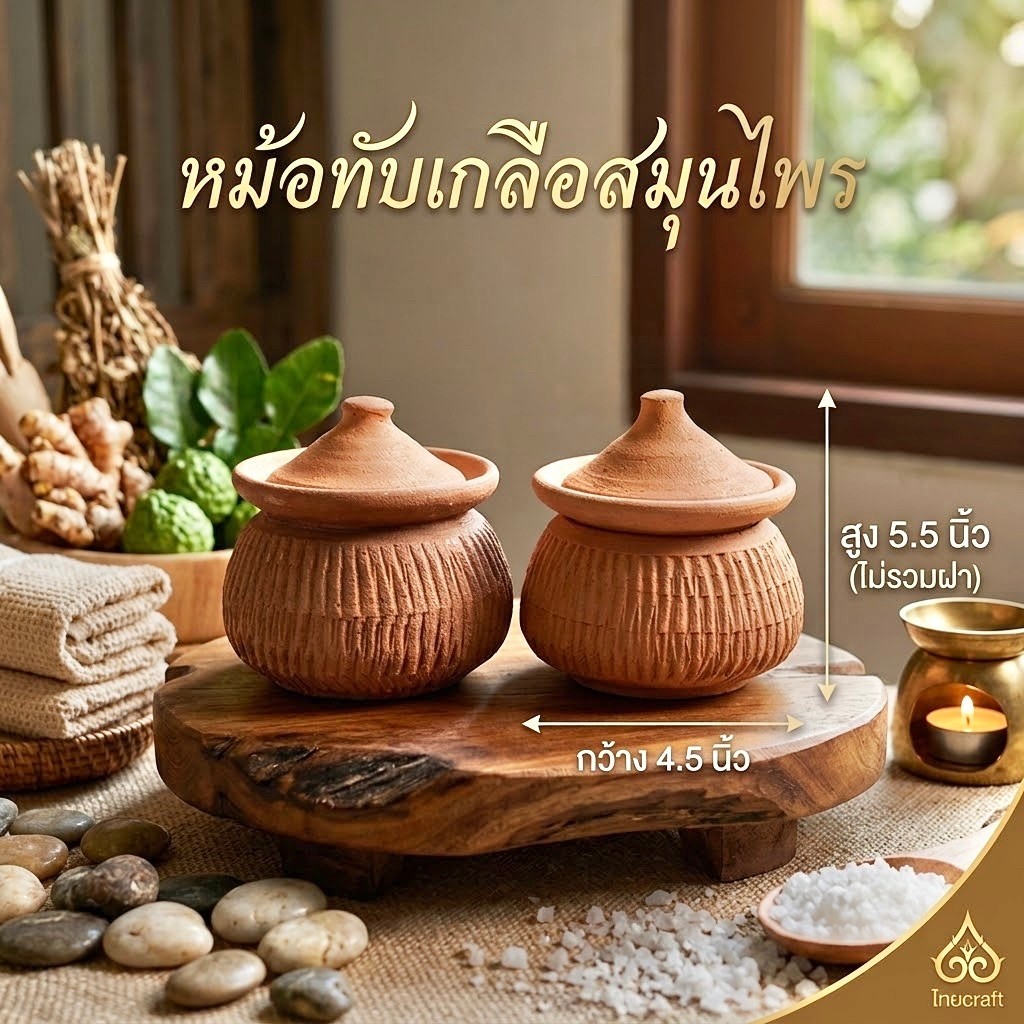 หม้อทับเกลือ ทับหม้อเกลือ หม้อดินเผา  (หม้อ+ฝา) กว้าง4.5xสูง6นิ้ว