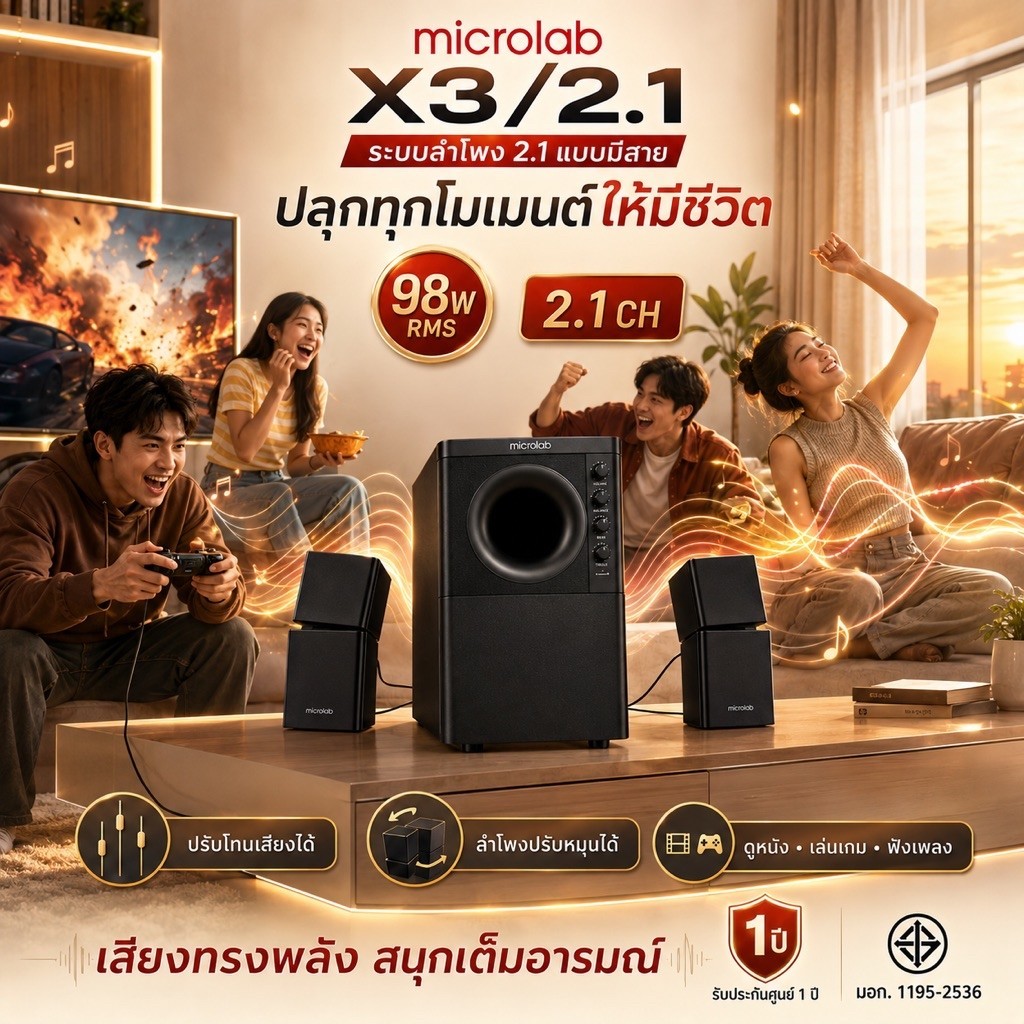 ลำโพง Microlab รุ่น X3/2.1 Speaker Brand Microlabเพิ่มเติม ระบบเสียงในบ้าน จาก Microlab in TH