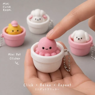 Clilk Click – Tiny Pot Friends พวงกุญแจสัตว์จิ๋วในกระถาง ของเล่นกดคลิก Clicker งาน 3D Print 🐶🐥🐷🐙🐑