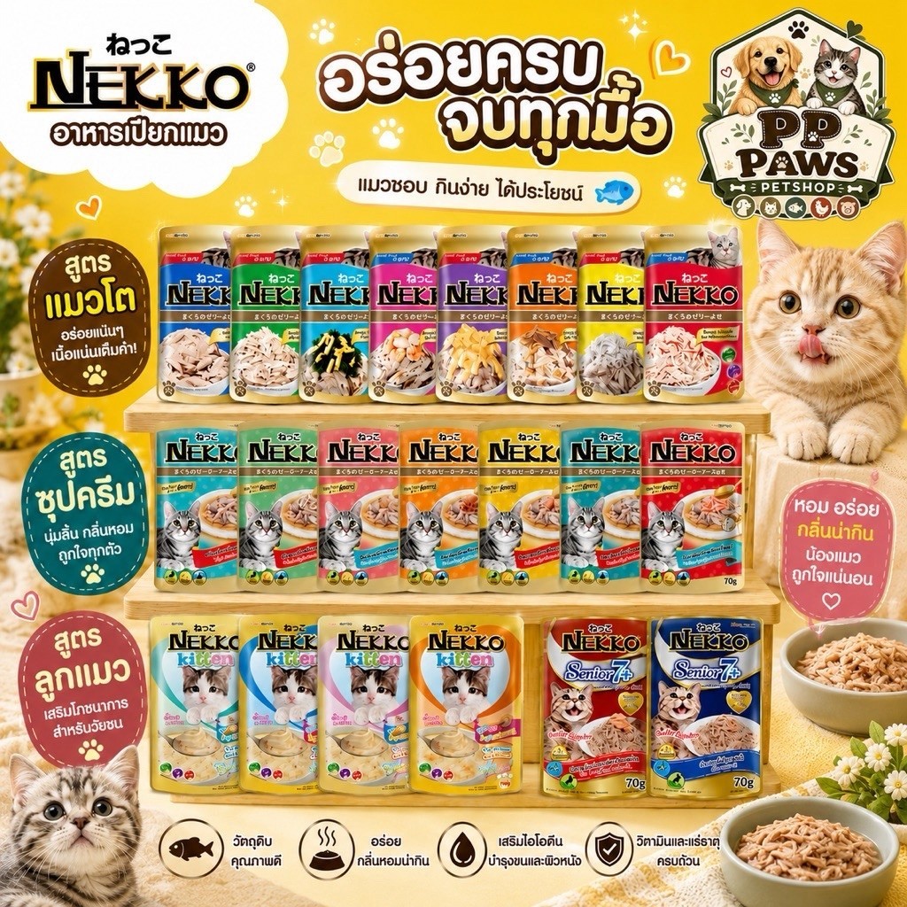 Nekkoอาหารเปียกแมวยกลัง4โหล/48ซอง(คละได้)