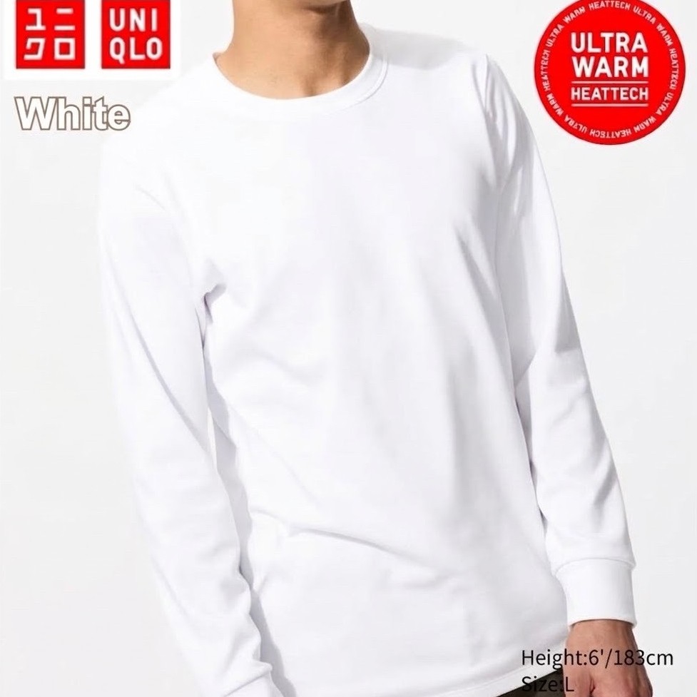 Uniqlo Heattech Ultra Warm สีขาว, ชาย (อัลตร้าวอร์ม)