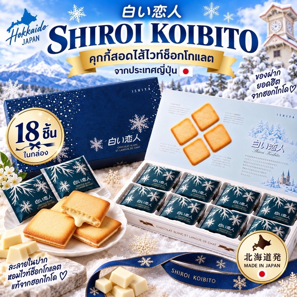 SHIROI KOIBITO คุกกี้สอดไส้ไวท์ช็อกโกแลตจากประเทศญี่ปุ่น🇯🇵