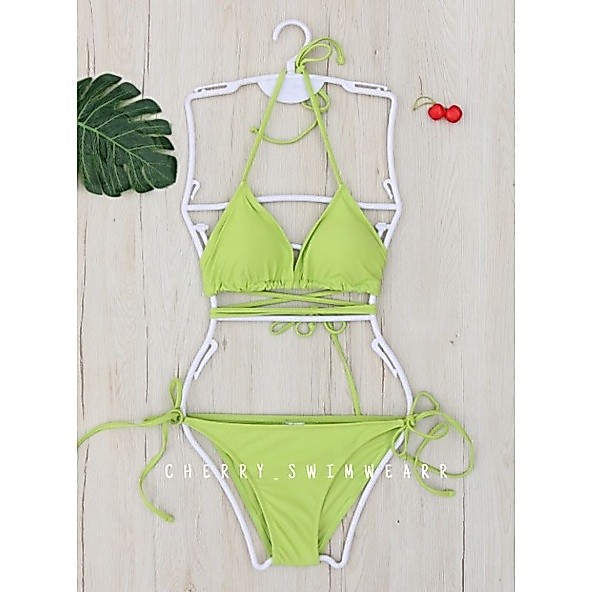ชุดว่ายน้ำ พันเอว เต้าเล็ก พร้อมส่ง