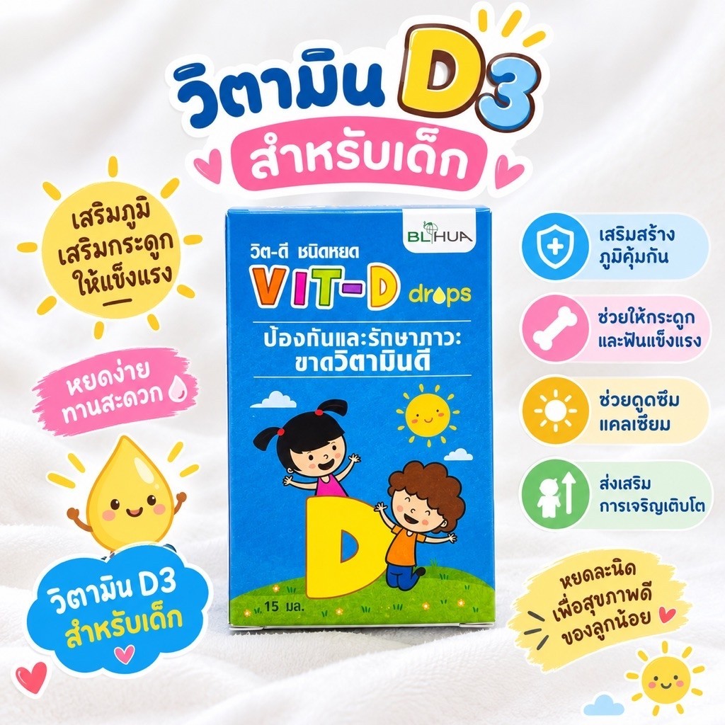 Vitamin D3 สำหรับเด็ก วิต-ดี ชนิดหยด ขนาด 15 ml.
