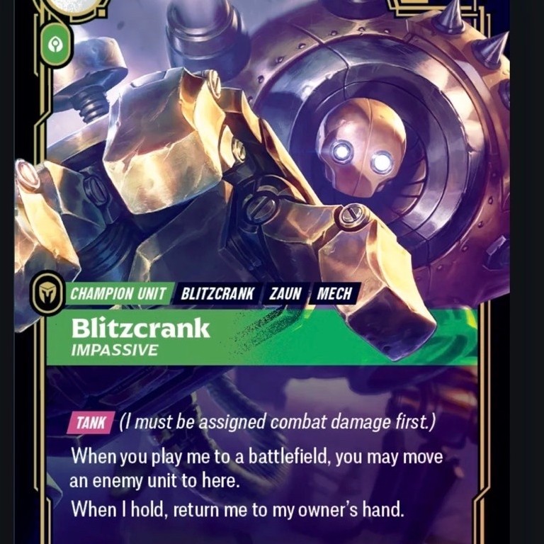 💯 พร้อมส่ง OGN  Blitzcrank - Impassive Riftbound Official TCG Riot TRADING CARD GAME