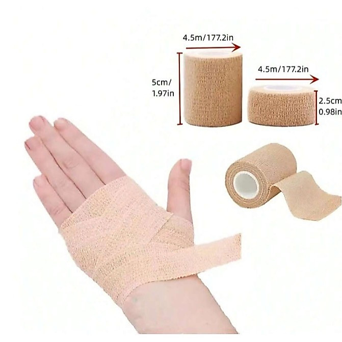 ผ้าพันแผล เทปพันออกกำลังกาย ผ้าล็อค เทปพันแผลแบบยืดหยุ่น แบบมีกาวในตัว