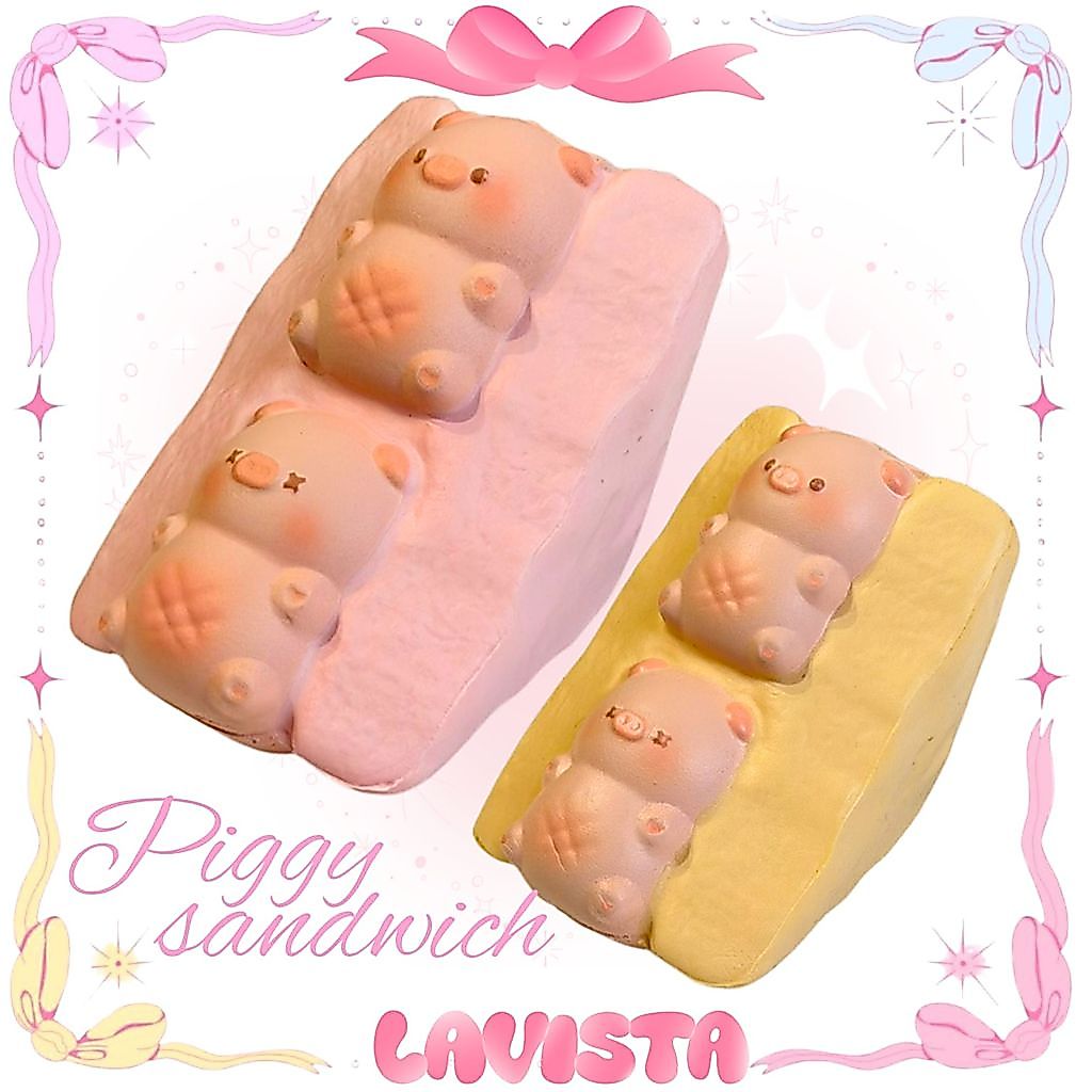 [ส่งจากไทย] สกุชชี่แซนด์วิชหมู ขนมปัง/สตอเบอรี่ แบรนด์ Violet Squishy by Molynk