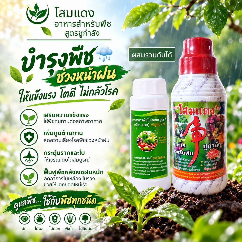 โสมแดง อาหารชูกำลังสูตรทางด่วน สำหรับพืชทุกชนิดข่วยลดปุ๋ย 50% ขวดใหญ่ 1 ลิตร+ปุ๋ยน้ำเสริมพิโค100cc ของแท้