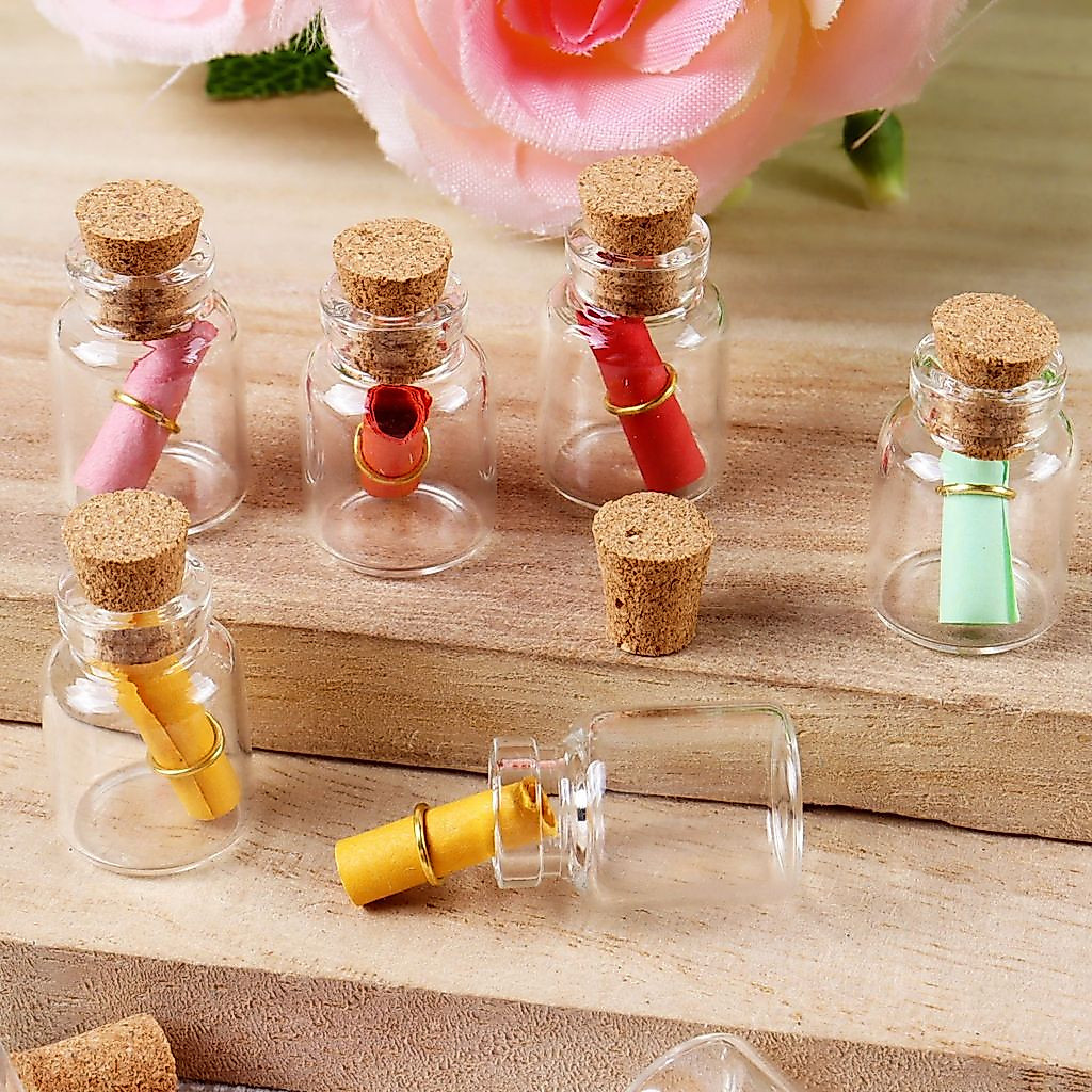 50 ชิ้น Mini ขวดแก้ว Corks งานแต่งงาน Favours Craft Art Vial ขวด + จุกไม้ก๊อก