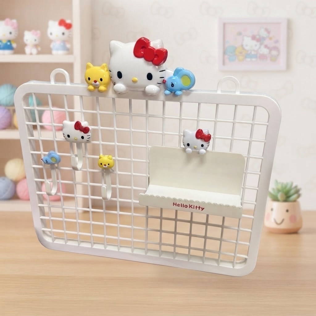 แผงตะแกรงแขวน  ตะขอ กล่อง พวงกุญแจ  sanrio