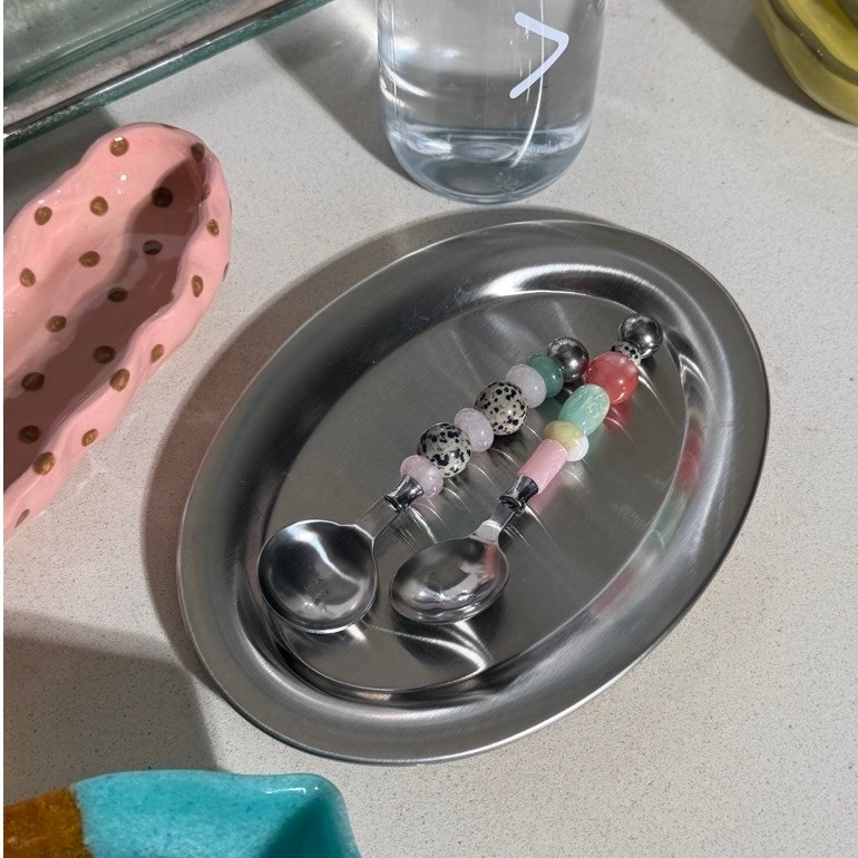 apous.studio | พร้อมส่ง - Gems Spoon ช้อนสแตนเลส แต่งหินธรรมชาติและลูกปัด