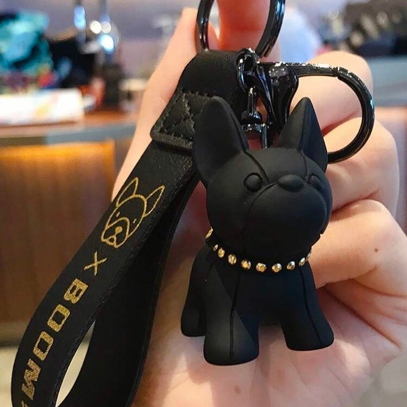 Car keychain, Bulldog pendant, French punk style