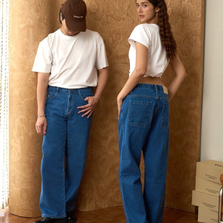 Vida Basic Straight Jeans - กางเกงยีนส์ทรงกระบอก เอวกลางใส่สบาย ใส่ได้ทั้งผู้ชายและผู้หญิง ( Size S-XXL )