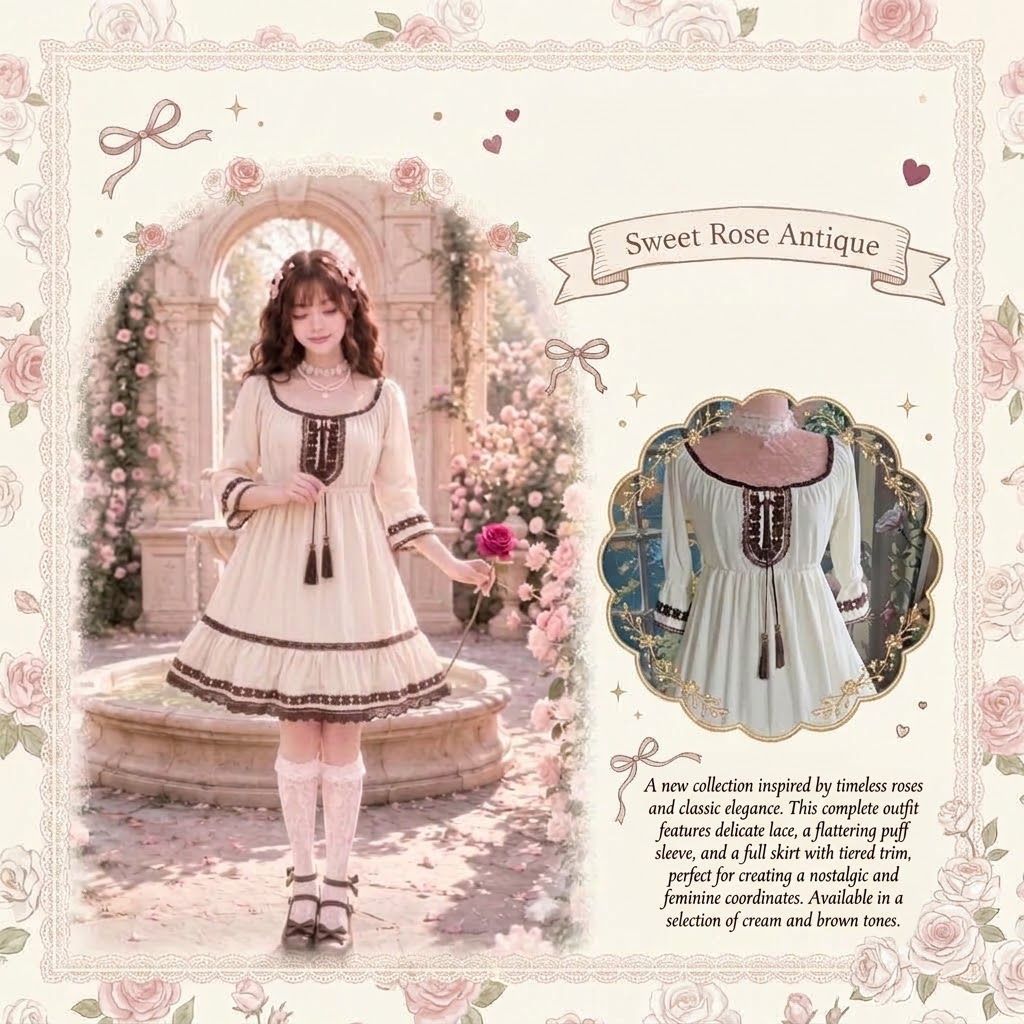 ✨ NEW ARRIVAL! LIZ LISA – Sweet Rose Antique Dress 🌹🎀 มือ 1 ของใหม่ แบรนด์ญี่ปุ่นแท้