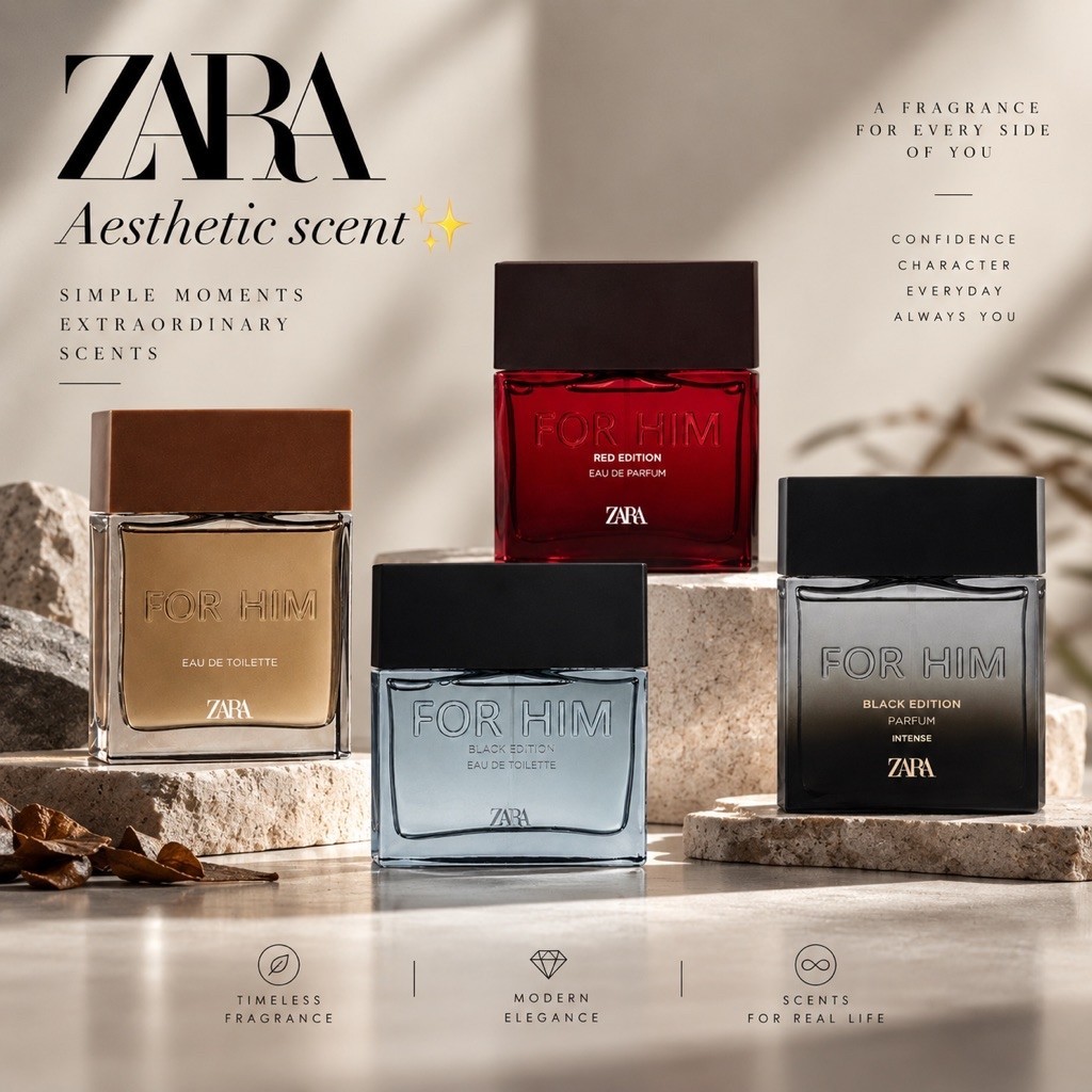 [แท้/พร้อมส่ง] น้ำหอม ZARA FOR HIM Collection | Red Edition / Black Edition / Intense / EDT / EDP 90ml / 100ml
