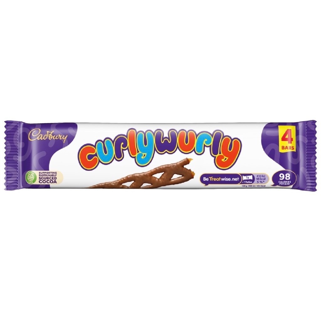 F/W ขนาด 86กรัม cadbury curly wurly เคอรี่วูลี่ ช็อกโกแลตเคชือบคาราเมล นำเข้าจากเยอรมันี