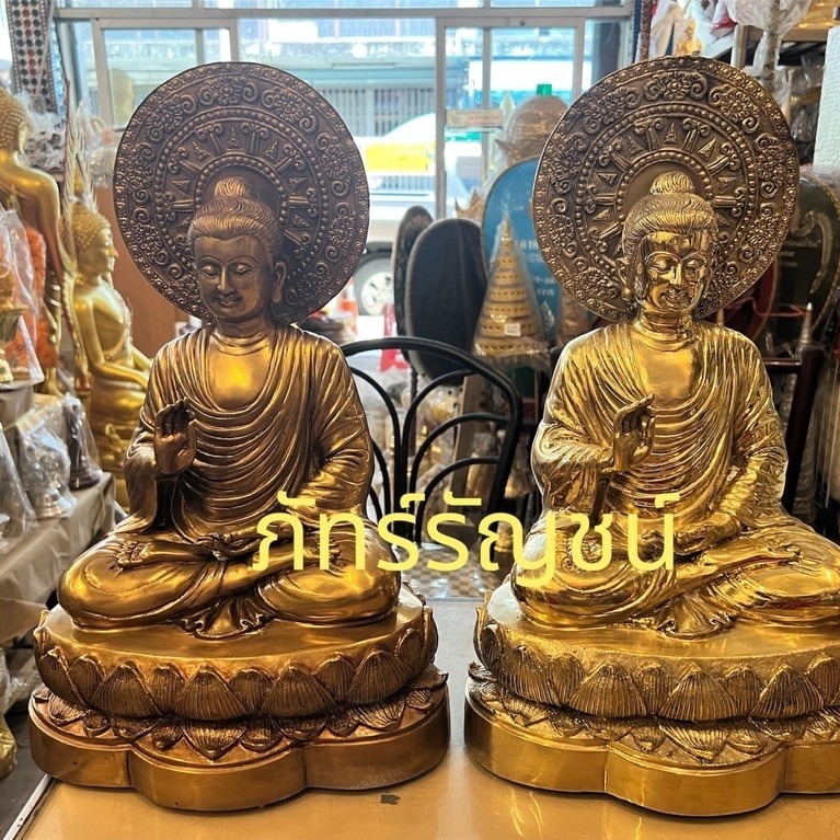พระปางประทานพรนั่งบัว พระอินเดีย พระพุทธรูป พระศิลปะอินเดีย ทองเหลือง หน้าตัก 9 นิ้ว