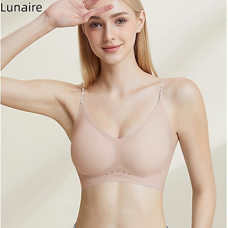 Lunaire เสื้อชั้นในแบบไร้ตะเข็บบางเฉียบพร้อมสายไหมน้ำแข็งเย็นสบายที่ช่วยพยุงและป้องกันการหย่อนคล้อย