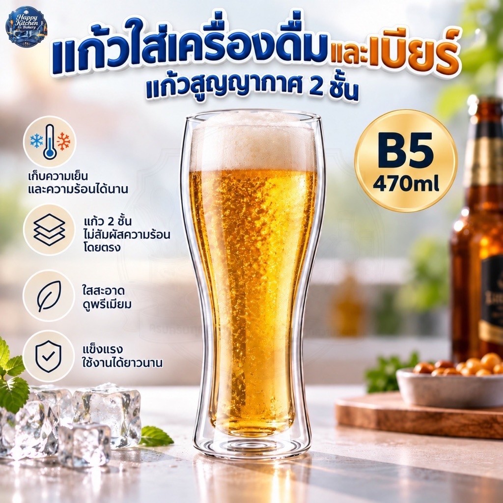 แก้วใส่เบียร์ใส่เครื่องดื่มสูญญากาศ 2 ชั้น 470 ML ช่วยรักษาอุณภูมิเบียร์หรือเครื่องดื่มเย็นชื่นใจได้ยาวนานขึ้นพร้อมส่ง