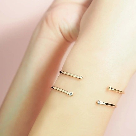 Grace Fine Jewelry سوار مفتوح ذهب 9K بالألماس الحقيقي — صورة 3