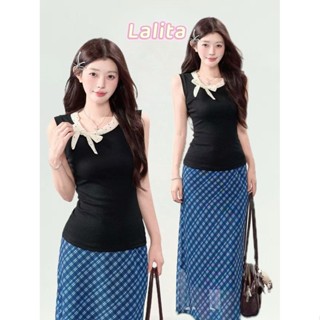 ส่งไวจากไทย ท็อปแขนกุดสไตล์เรโทร ผูกโบว์ ทรงสลิมฟิต ทรงสวยเก…