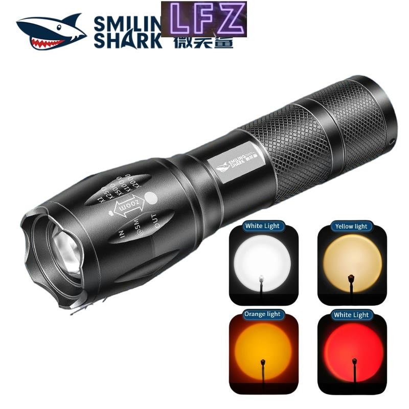 ยิ้ม ปลาฉลาม SD1003 ไฟฉายถ่ายภาพหลายสี ซูมโฟกัส ยูเอสบี ชาร์จ 4 แหล่งกําเนิดแสง โคมไฟส่องภาพ พร้อมขา