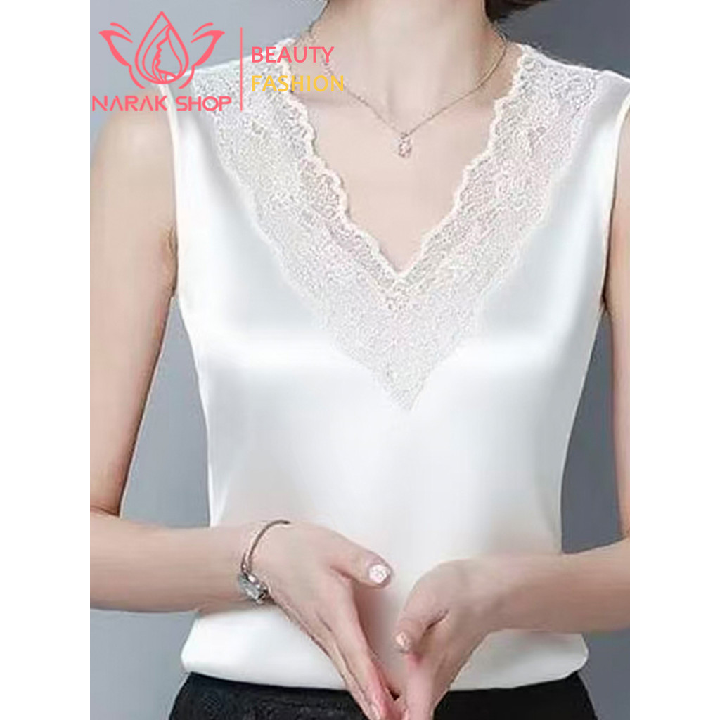 เสื้อแขนกุด คอวีทรงเข้ารูป สำหรับสายเกาหลี