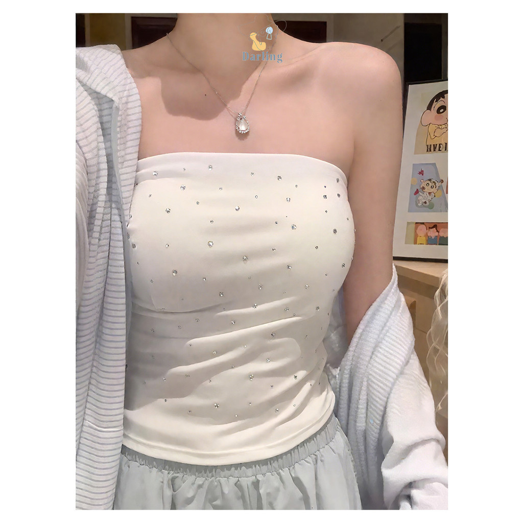 เสื้อเกาะอก ระยิบระยับ ซับในฟองน้ำ ป้องกันโป๊