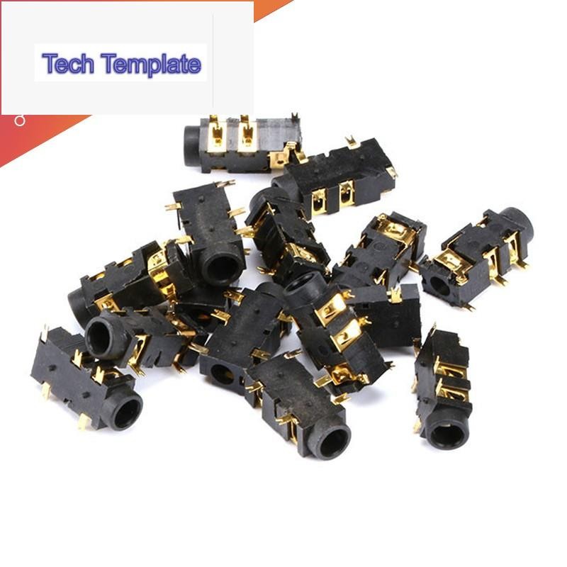 Pj - 327 A แผ่นรองหูฟังชุบทอง 5 Pin Smd Audio 3 . 5 มม . 10 ชิ้น Inventor. Th