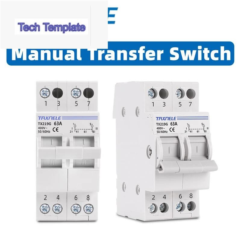 2P 40A 63A MTS Dual Power Manual Transfer Isolating Switch Interlock Circuit Breaker 230V 400V Modul