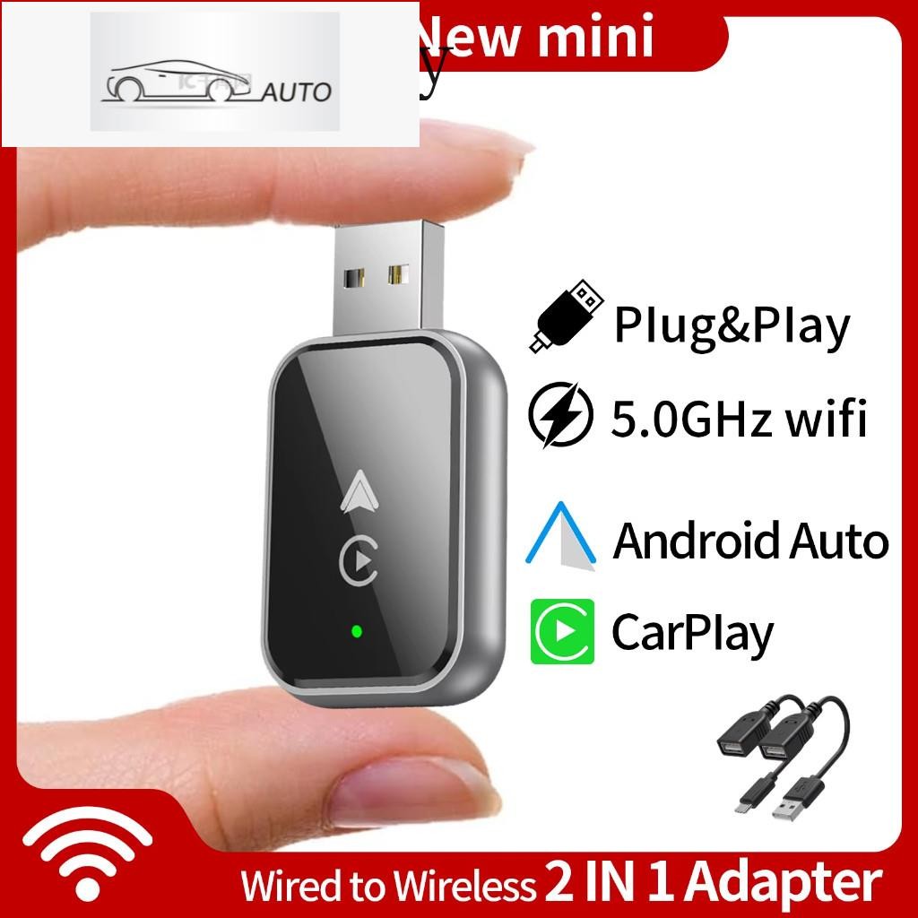 HYS 2 in 1 Wireless Apple CarPlay Dongle Receiver Adapter Android Auto Dongle Receiver Adapter สําหร