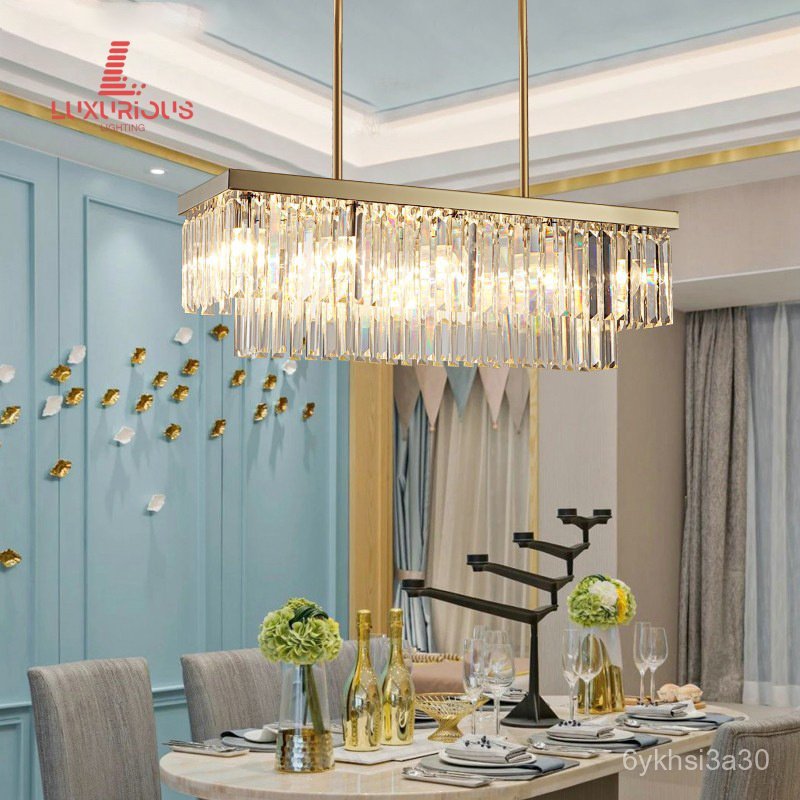 Restaurant Shop Rectangular Simple Decorative Front Desk Pendant Light Luxurious Rectangular Crystal