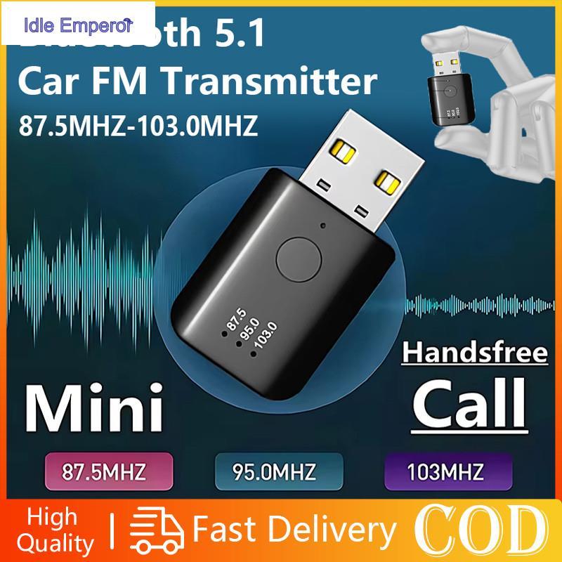 บลูทูธ 5.1 อะแดปเตอร์เสียง USB ความถี่ FM Modulation USB รถบลูทูธเครื่องส่งสัญญาณ FM แฮนด์ฟรีพร้อมไม