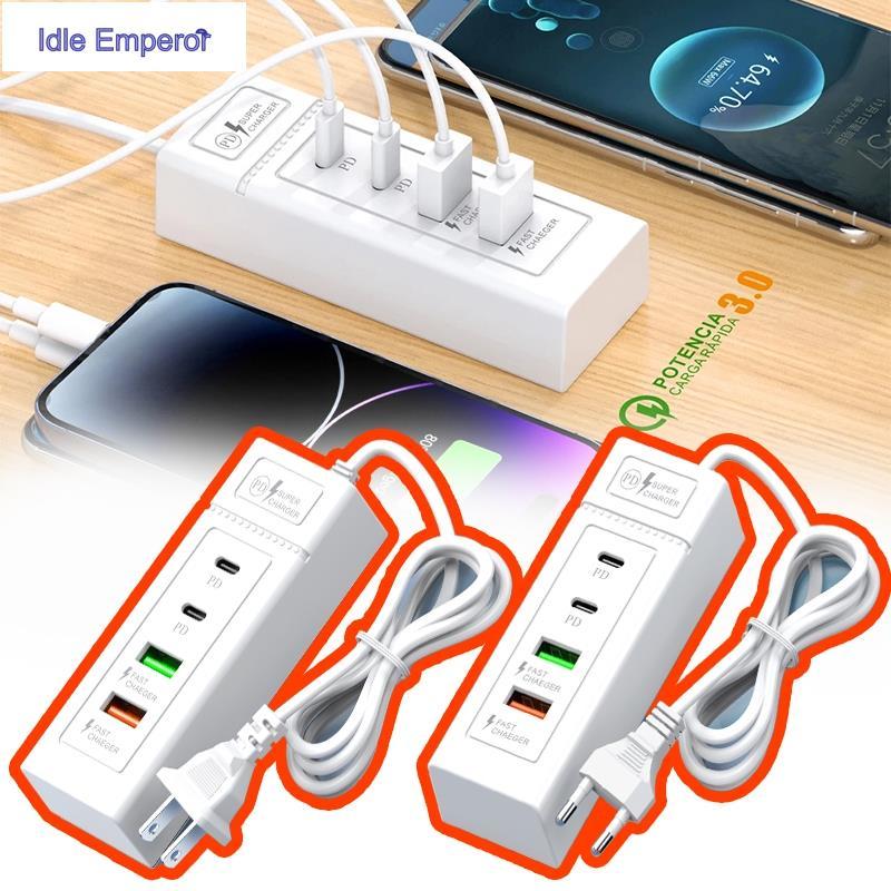 4-in-1 ปลั๊ก USB US/EU 110 V/220 V Power Strip Charger Station Splitter 5V 4A USB TYPE C 3.0 Fast Ch