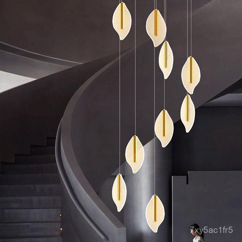 Hotel Lobby Duplex Staircase Chandelier Shop Commercial Villa Sales Office Sand Table Lobby Leaf Eng