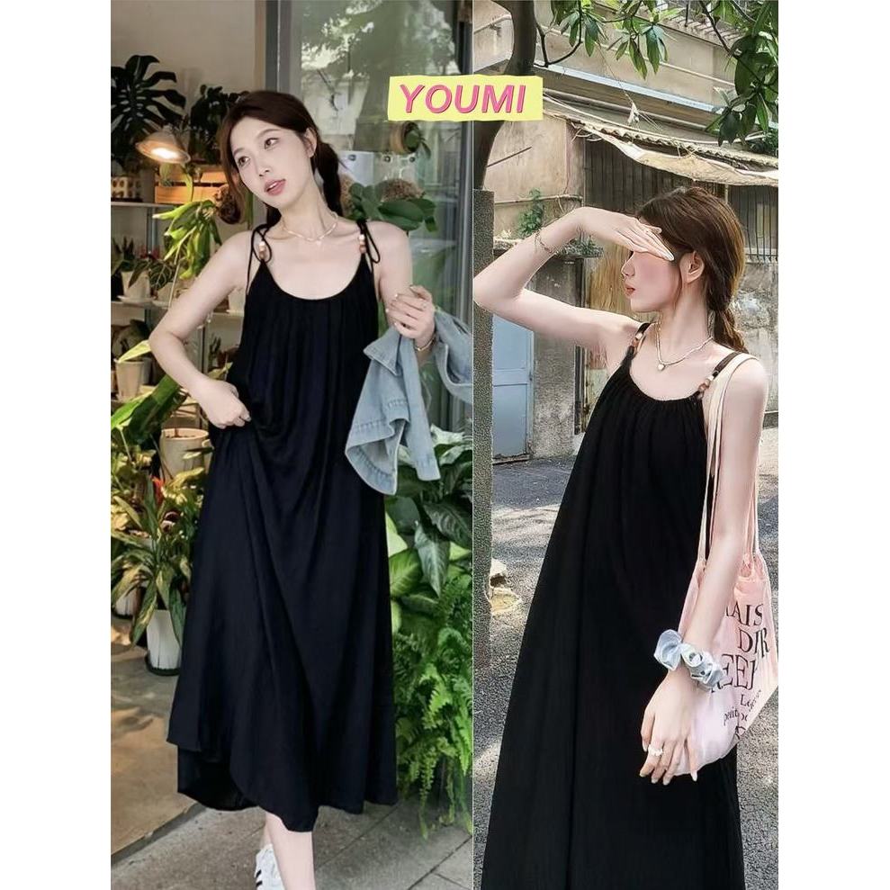 พร้อมส่ง✨ชุดเดรสยาว เดรสแขนกุด เดรสคอกลม เนื้อผ้าใส่สบาย ชุดเที่ยวทะเล เดรสทรงหลวม