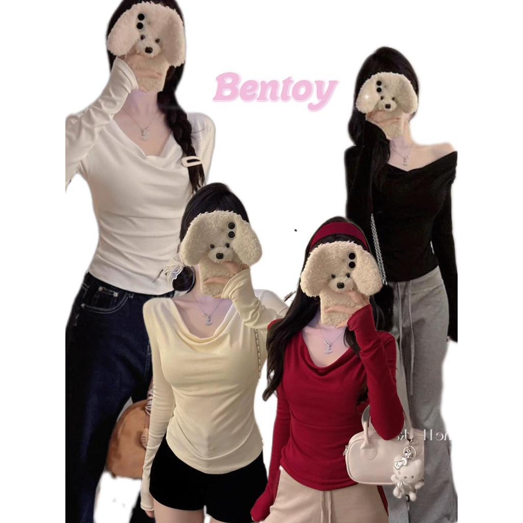 Bentoy(5168) เสื้อยืดแขนยาวปาดไหล่ ผ้านิ่ม เซ็กซี่เบาๆ สำหรับผู้หญิง