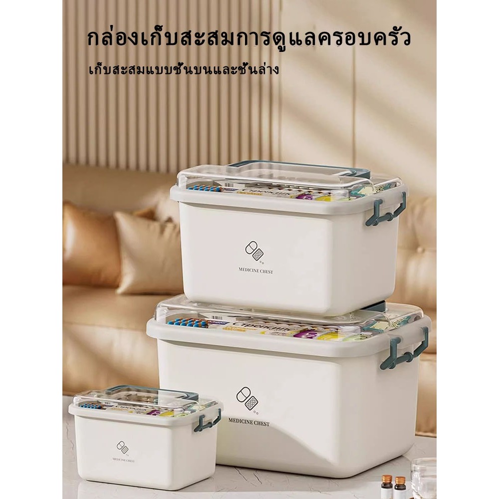 กล่องยาในครัวเรือนความจุขนาดใหญ่ กล่องเก็บยา กล่องปฐมพยาบาลหลายชั้น กล่องยาขนาดเล็กแบบพกพา กล่องยาพกพาสำหรับครอบครัว