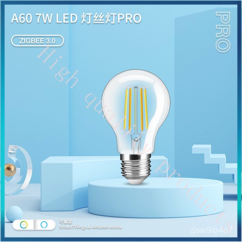 GLEDOPTO Zigbee3.0 Smart Filament Light LED Vintage Glass 7W Dimmable Living Room Light A60 KRRS
