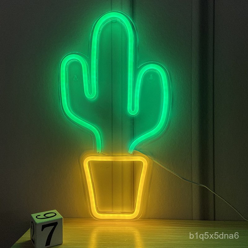 led Neon Light Backboard Cactus Creative Night Light  Transparent Backplate Neon Light led Backplate