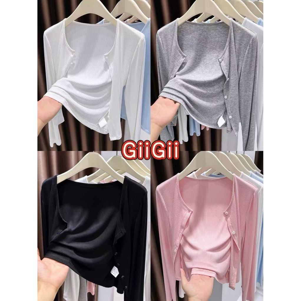ส่งไวจากไทย สไตล์ใหม่ เสื้อคาร์ดิแกนแจ็คเก็ตบางเสื้อผ้าป้องกันแสงแดดผ้าคลุมไหล่ผู้หญิง GiiGii