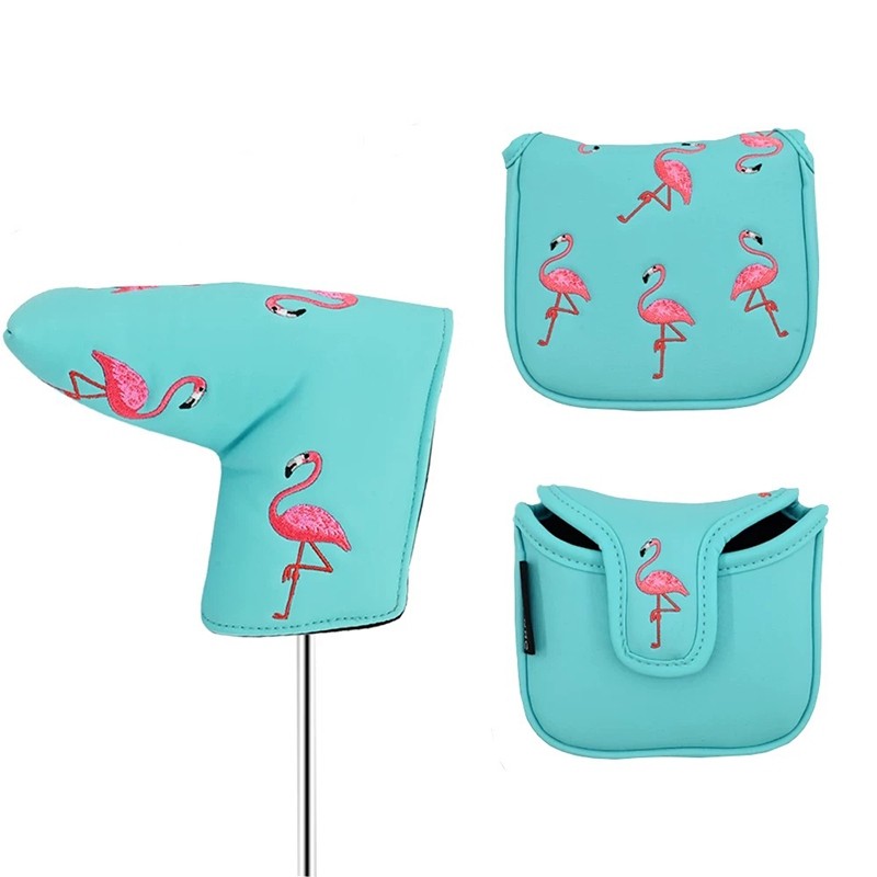 Flamingo Golf Putter Cap Cover - PU Material with Magnetic Wall Mount