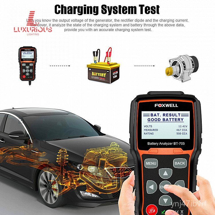 Foxwell BT705 12V 24V  Battery Analyzer แบตเตอรี่ ตัววิเคราะห์เครื่องทดสอบแบตเตอรี่ C8QT
