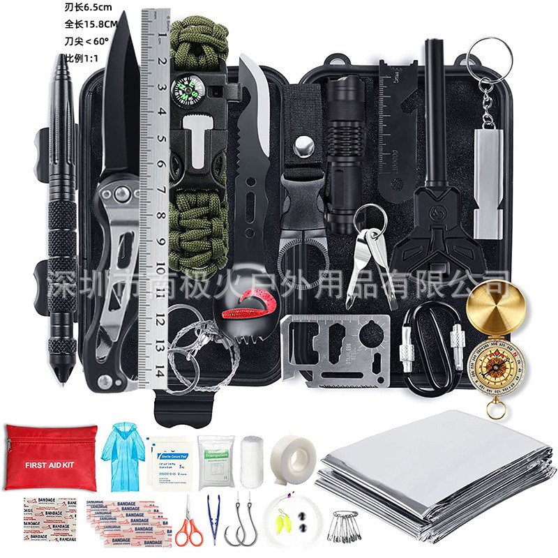 Outdoor survival multifunctional tool kit wilderness survival emergency kit camping adventure gear f