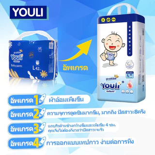 【รุ่นอัพเกรด】ผ้าอ้อมเด็ก Premium YOULI Baby Pants M-3XL 66PCS ผ้าอ้อมเด็กสําเร็จรูป แพมเพิสเด็ก